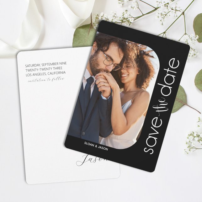 Minimalist Black White Photo Save The Date (Creator Uploaded)