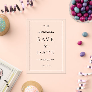 Minimalist Black White Photo Save the Date Card