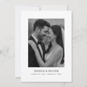 Minimalist Black White Photo   Typography Wedding Save The Date