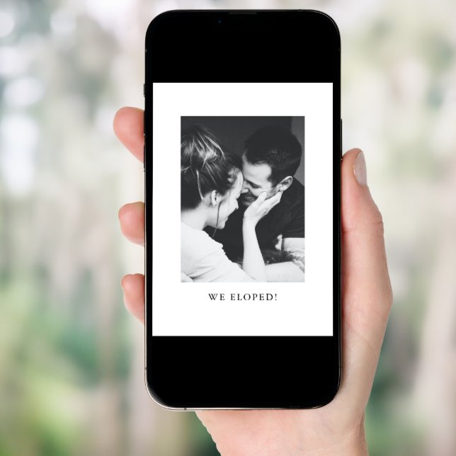 Minimalist Black White Photo We Eloped Party  Invitation (Front Digital)