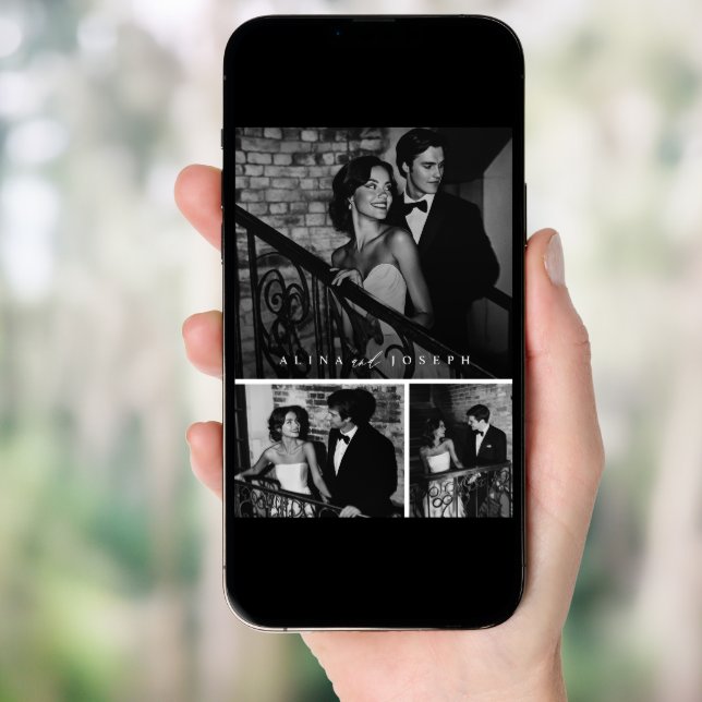 Minimalist Black & White Photo Wedding Invitation (Front Digital)