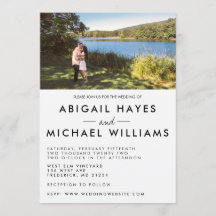 Minimalist Black & White Photo Wedding Invitation