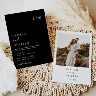 Minimalist Black & White Photo Wedding Invitation