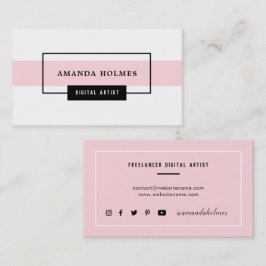 Minimalist Black/White/Pink Business Card