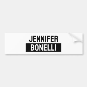 Minimalist Black & White Plain Elegant Modern Name Bumper Sticker
