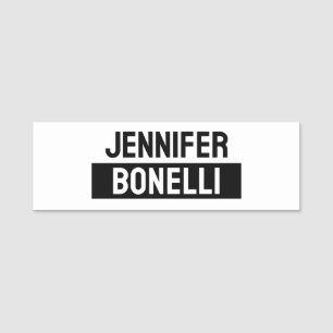 Minimalist Black & White Plain Elegant Modern Name Tag