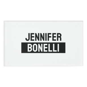 Minimalist Black & White Plain Elegant Modern Name Tag