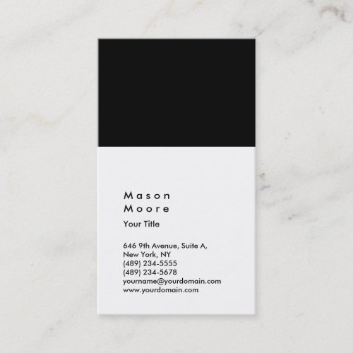 Minimalist Black White Plain Modern Professional Business Card