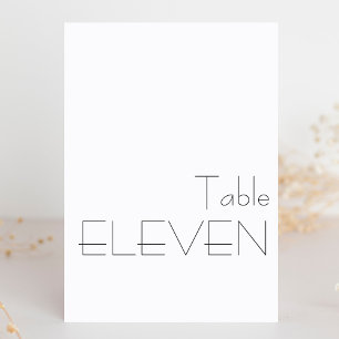 Minimalist Black White Playful Typography ELEVEN Table Number