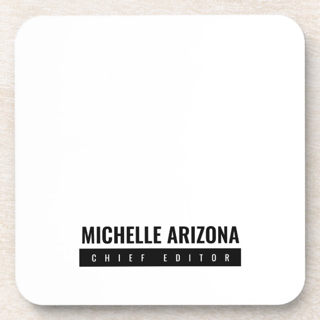 Minimalist Black & White Professional Modern Beverage Coaster (Front)