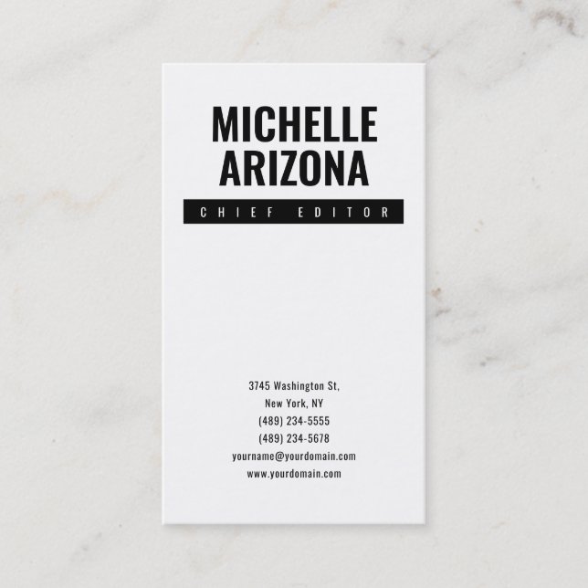 Minimalist Black & White Professional Modern Business Card (Front)