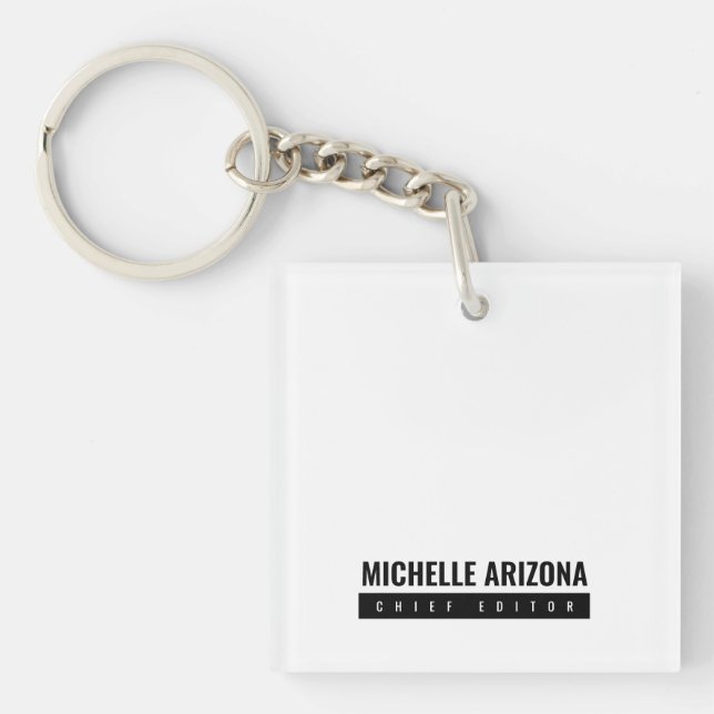 Minimalist Black & White Professional Modern Keychain (Front)