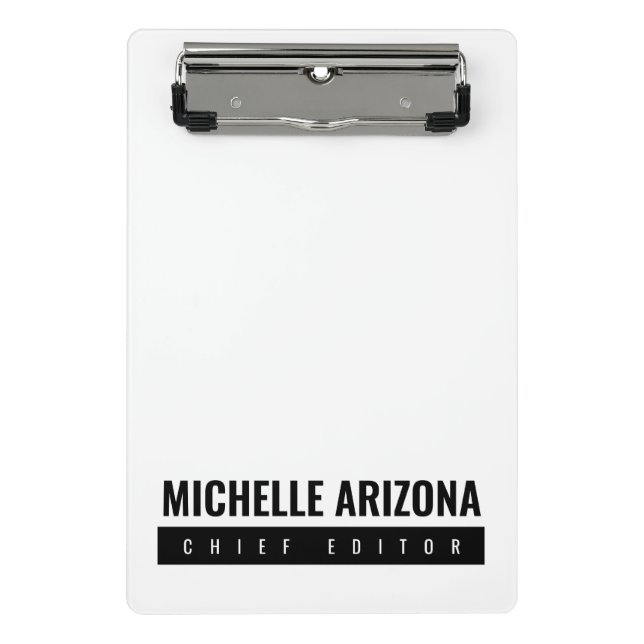 Minimalist Black & White Professional Modern Mini Clipboard (Front)