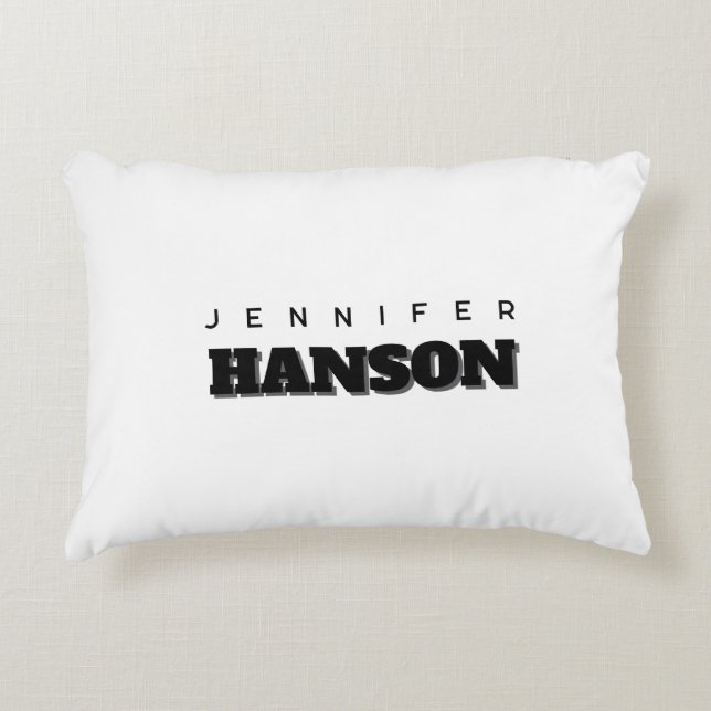 Minimalist Black & White Professional Modern Name Accent Pillow (Front)