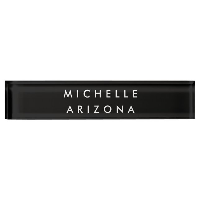 Minimalist Black White Professional Modern Name Desk Name Plate (Front)
