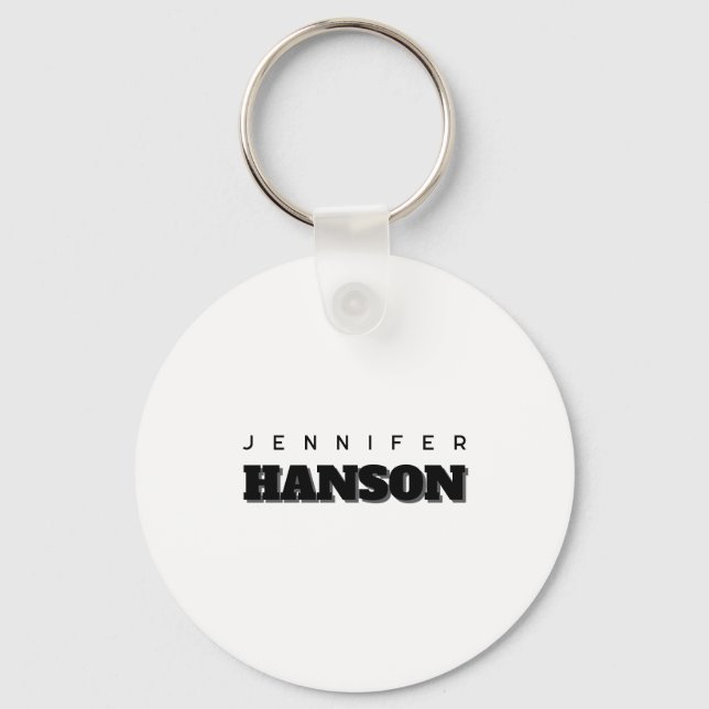 Minimalist Black & White Professional Modern Name Keychain (Front)