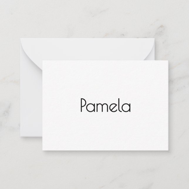 Minimalist Black & White Professional Modern Name Note Card (Front)