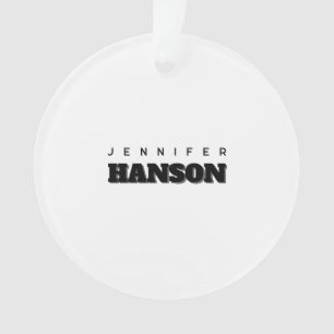 Minimalist Black & White Professional Modern Name Ornament