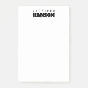 Minimalist Black & White Professional Modern Name Post-it Notes
