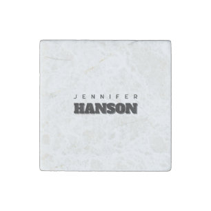 Minimalist Black & White Professional Modern Name Stone Magnet