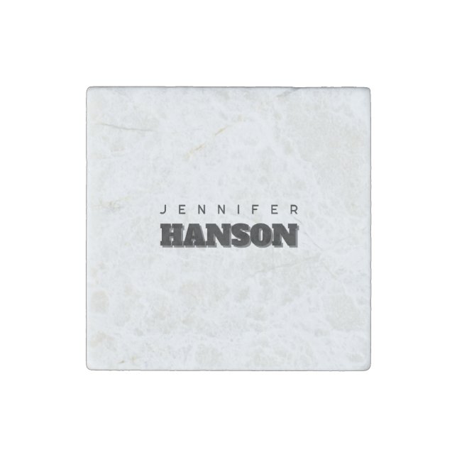 Minimalist Black & White Professional Modern Name Stone Magnet (Front)