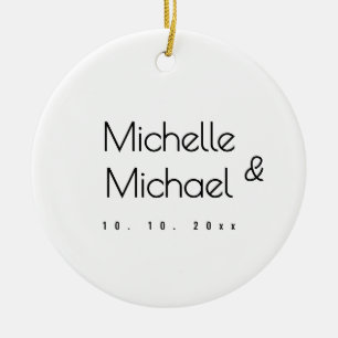 Minimalist Black & White Professional Modern Names Ceramic Ornament
