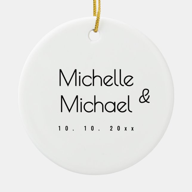 Minimalist Black & White Professional Modern Names Ceramic Ornament (Front)