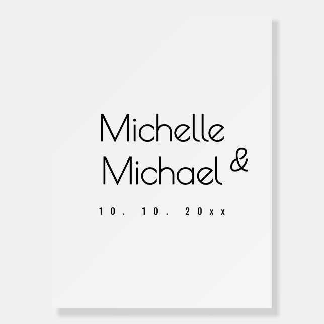 Minimalist Black & White Professional Modern Names Foam Board (Front)