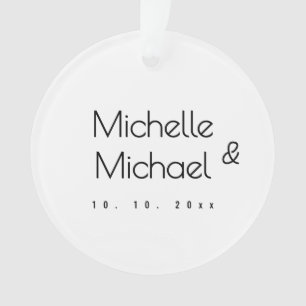 Minimalist Black & White Professional Modern Names Ornament