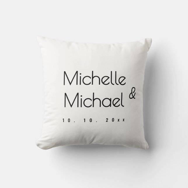 Minimalist Black & White Professional Modern Names Throw Pillow (Front)