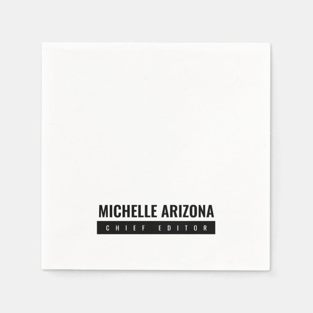 Minimalist Black & White Professional Modern Napkins (Front)