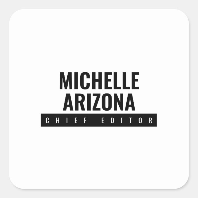 Minimalist Black & White Professional Modern Square Sticker (Front)