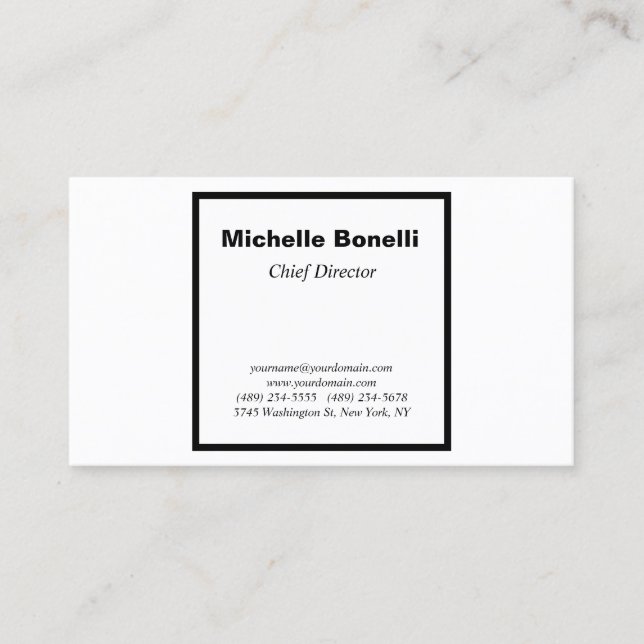 Minimalist Black White Professional Plain Business Card (Front)