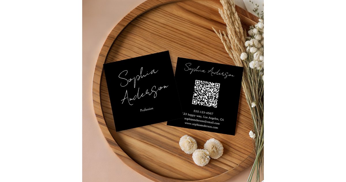 Minimalist Black & White Qr Code Square Business Calling Card | Zazzle