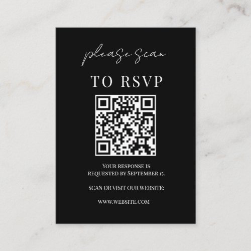 Minimalist Black  White QR Code Wedding RSVP Enclosure Card