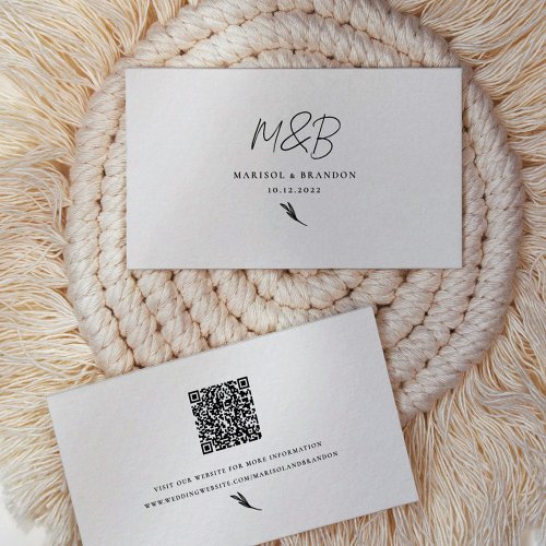 Minimalist Black  White QR Code Wedding Website  Enclosure Card