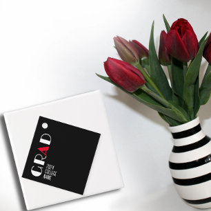 Minimalist black white red graduation favor tags