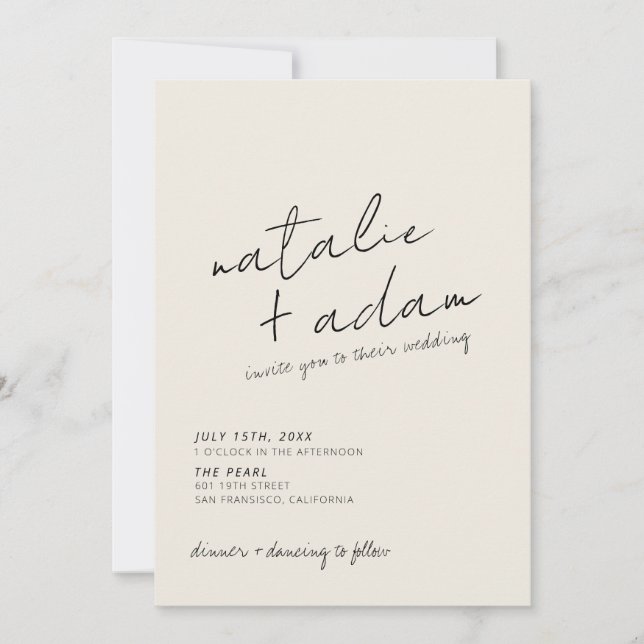 Minimalist Black & White Retro Fun Modern Wedding  Invitation (Front)