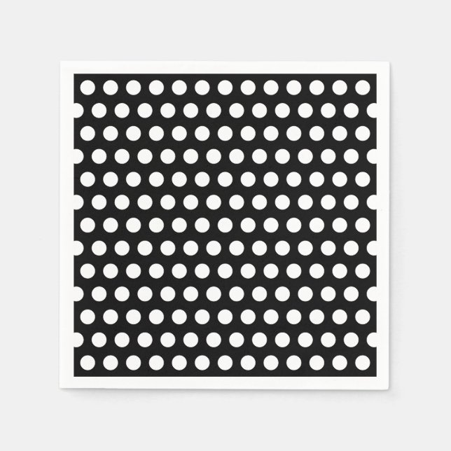 Minimalist Black  White retro Polka dots  Napkins (Front)