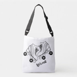 Minimalist Black White Roller Skating Skate Crossbody Bag