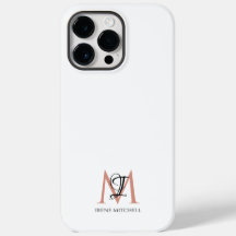Minimalist Black White Rose Gold Monogram Name