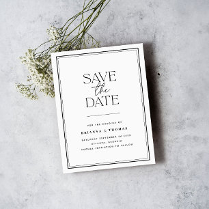Minimalist Black & White Save The Date Announcement Postcard