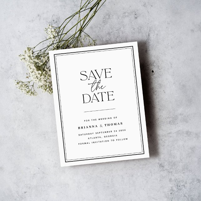 Minimalist Black & White Save The Date Announcement Postcard (Creator Uploaded)