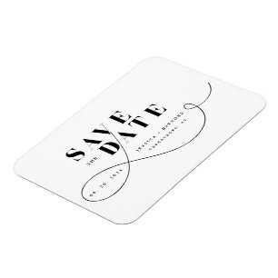 Minimalist Black White Save The Date Magnet