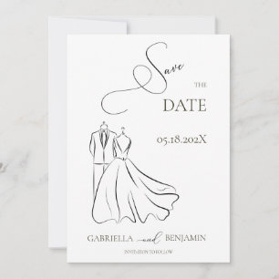 Minimalist Black White Save the Date Wedding Invitation