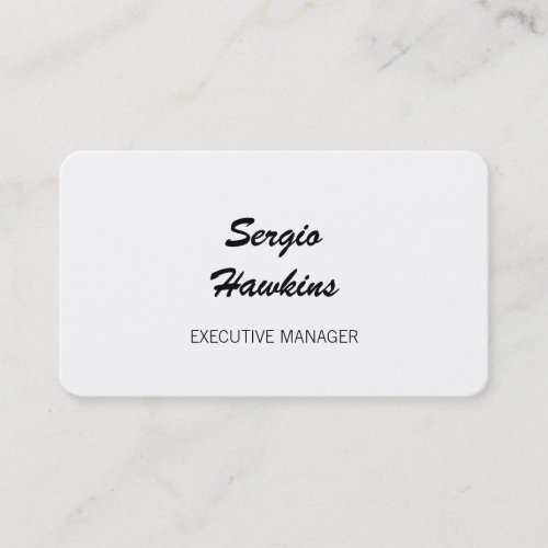 Minimalist Black White Script Executive Manager Business Card