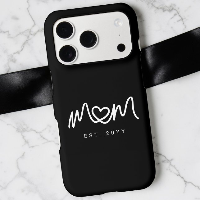 Minimalist Black & White Script Mom Established iPhone Case (Minimalist Black & White Script Mom Established iPhone Case)