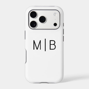 Minimalist Black White Script Monogram Initials iPhone 17 Pro Case