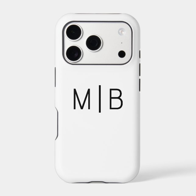 Minimalist Black White Script Monogram Initials Case-Mate iPhone Case (Back)