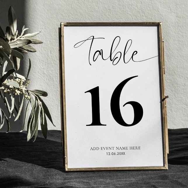 Minimalist Black & White Script Table Number (Creator Uploaded)